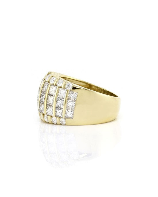 4.41ctw Five Row Diamond Band/ Ring in 18K Yellow Gold SZ 6.25