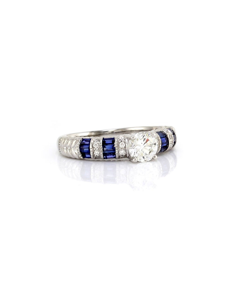 Diamond Solitaire and Alternating Diamond and Sapphire Ring