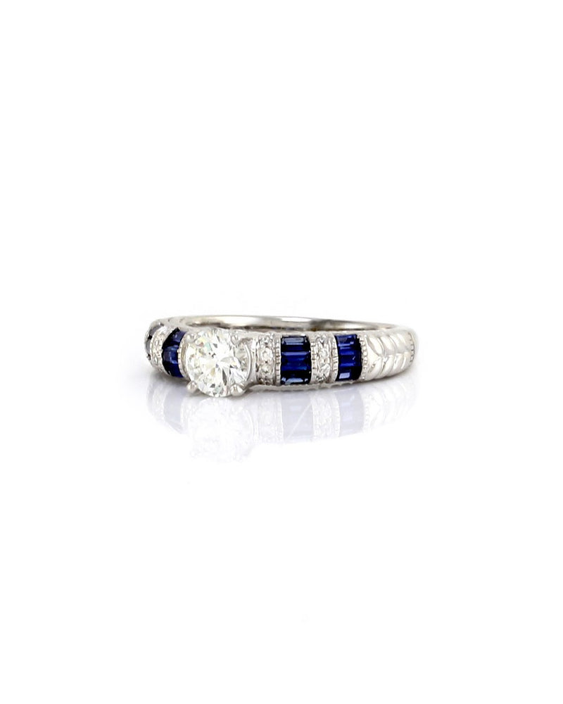 Diamond Solitaire and Alternating Diamond and Sapphire Ring