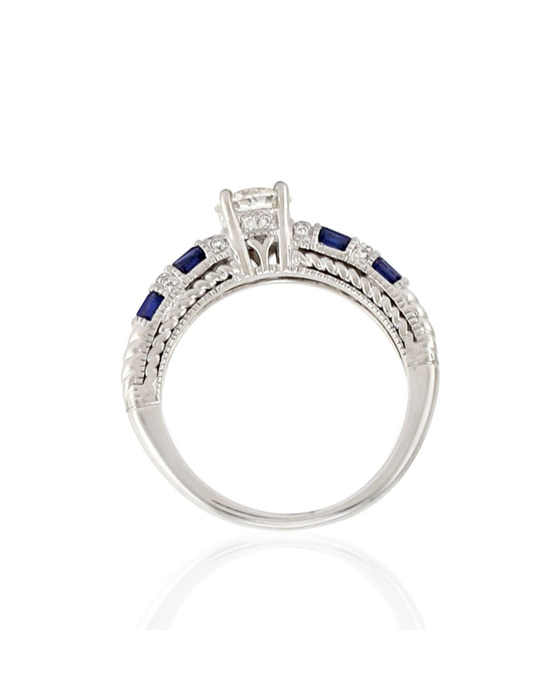 Diamond Solitaire and Alternating Diamond and Sapphire Ring
