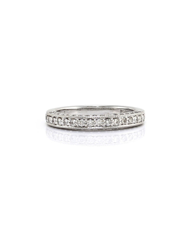 3 Row Diamond Pave Milgrain Band