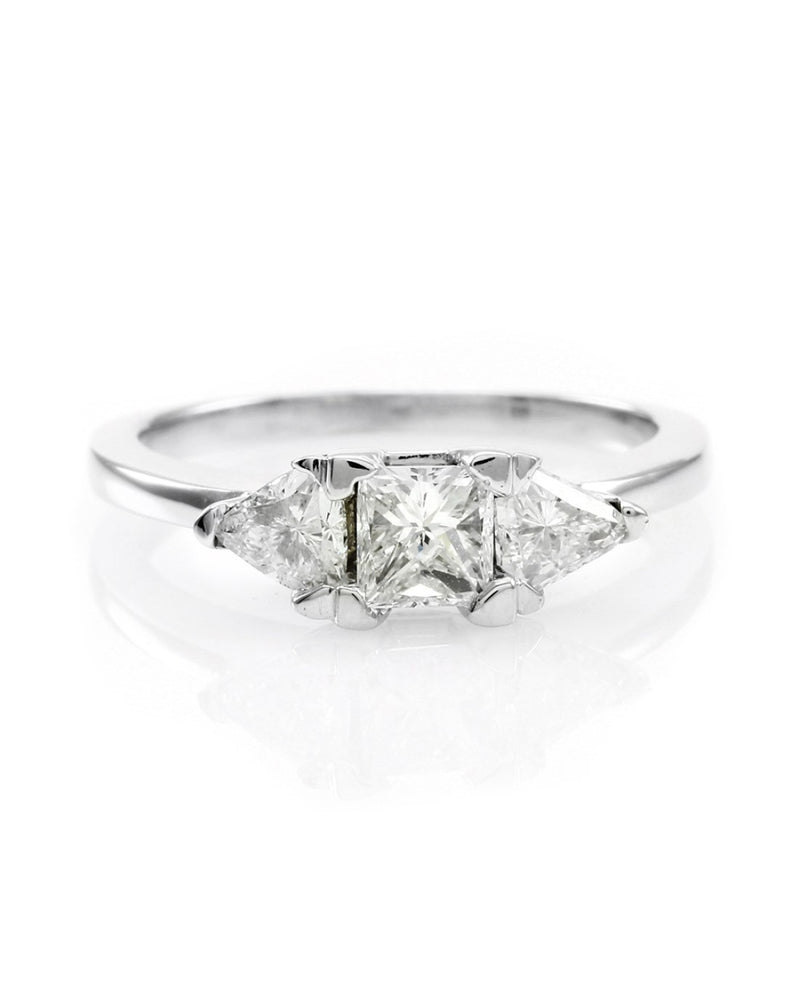 Princess and Trillion Cut Diam Ring