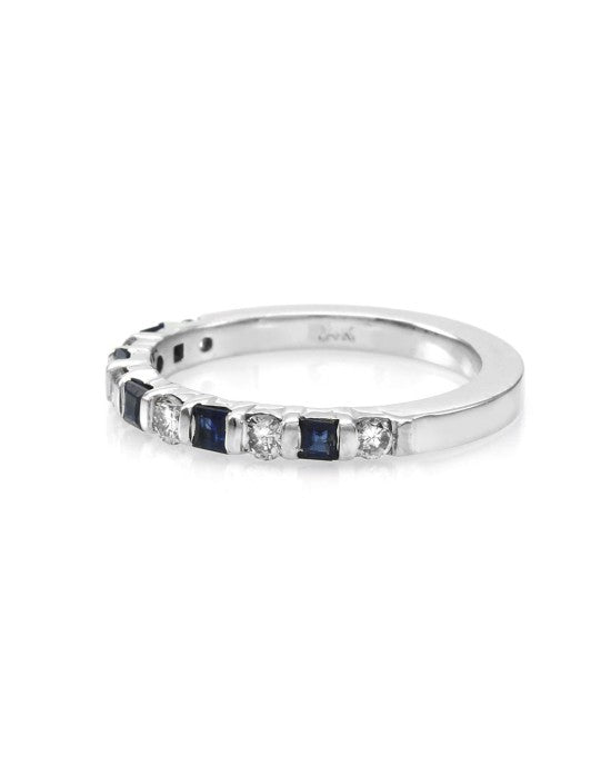 Alternating Diamond and Sapphire Band