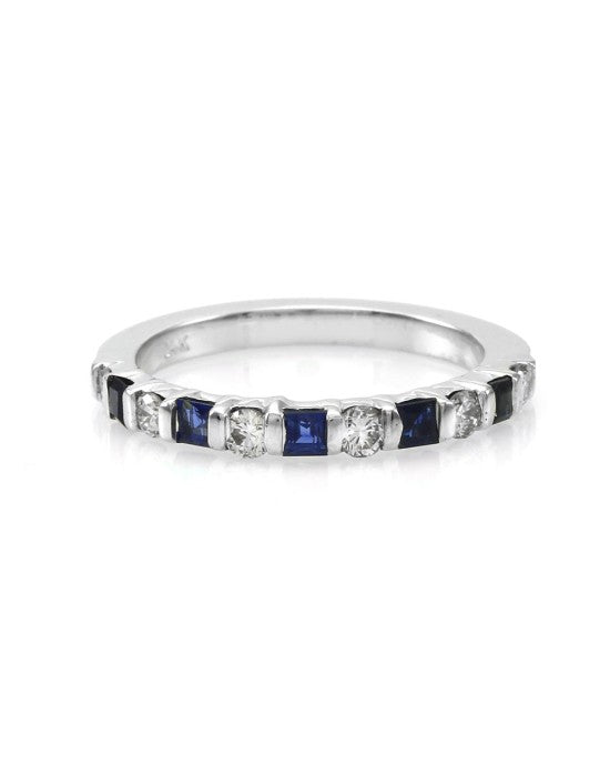 Alternating Diamond and Sapphire Band