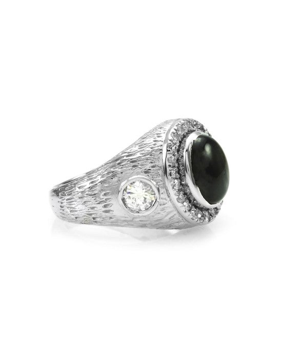 Black Star Sapphire and Diamond Ring in Gold