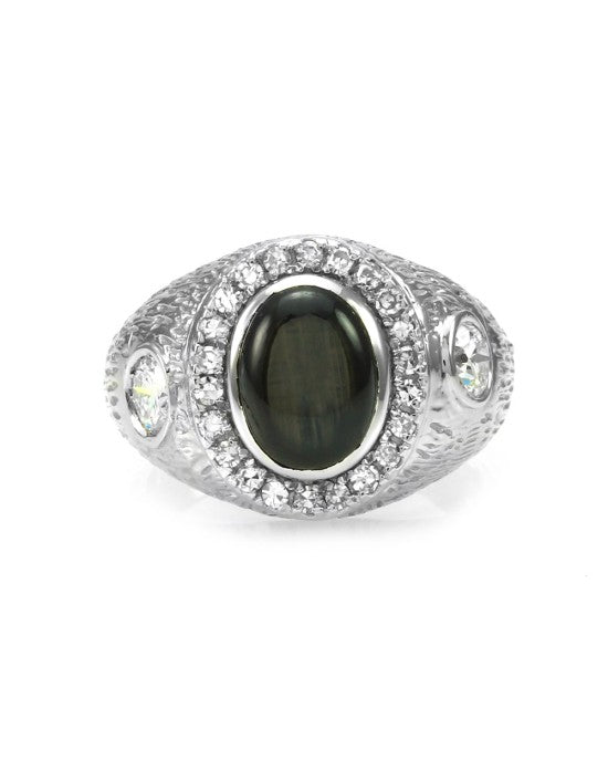 Black Star Sapphire and Diamond Ring in Gold