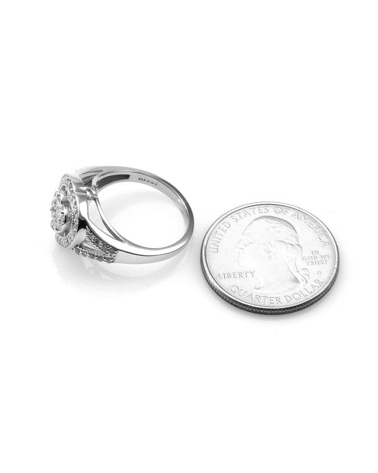 Pave Diamond Halo Heart Ring in Gold