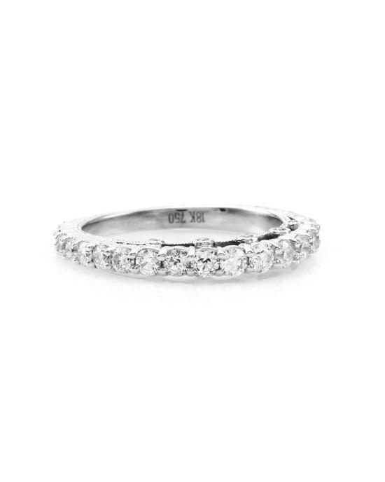 Milgrain Diamond Wedding Band in White Gold