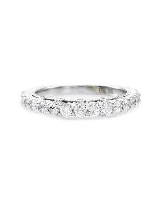 Milgrain Diamond Wedding Band in White Gold