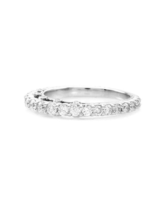 Milgrain Diamond Wedding Band in White Gold