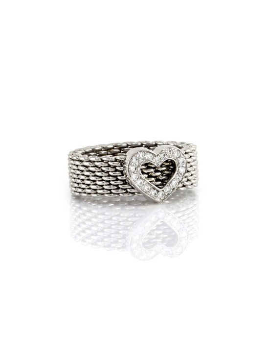 Tiffany & Co. Somerset Diamond Heart Mesh Ring