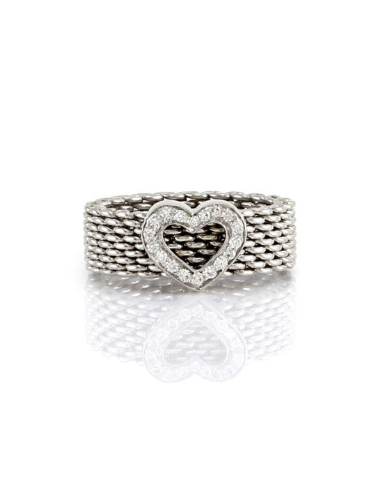 Tiffany & Co. Somerset Diamond Heart Mesh Ring