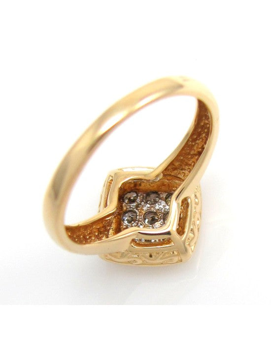 14KY Diamond Shape Round Diamond Pave Ring
