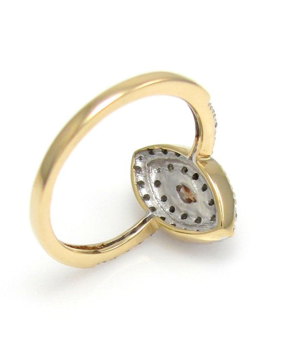 Brown and White Diamond Ring in Gold