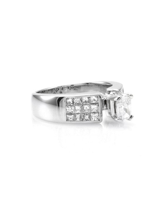 Radiant Diamond Solitaire Ring with Princess Accents