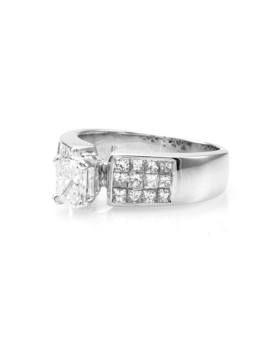 Radiant Diamond Solitaire Ring with Princess Accents