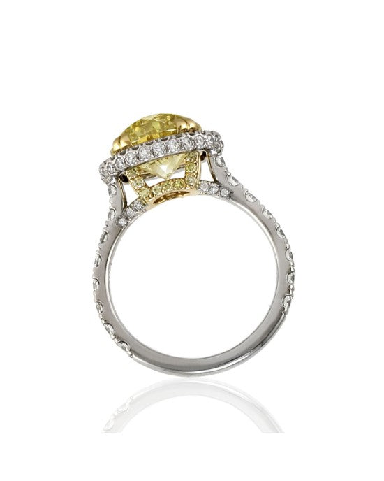 GIA Certified F.I.YELLOW Round Brilliant Cut Diamond Solitaire Ring in PLAT