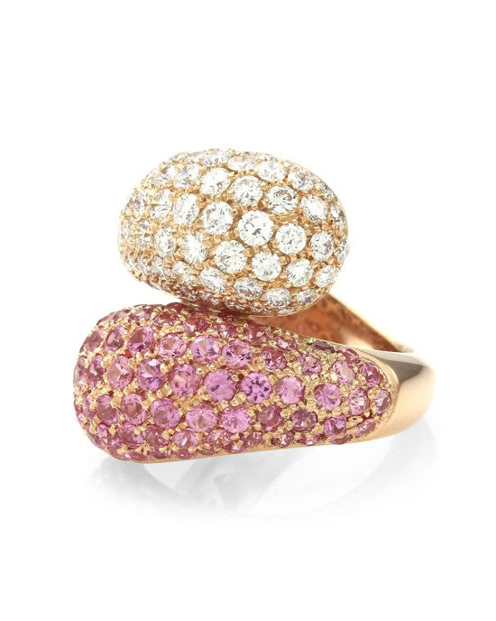 Leo Pizzo Pink Sapphire and Diamond Ring in Gold