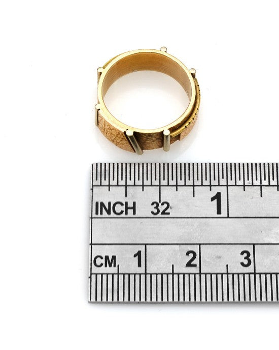 Three Tone Textured Band in Gold