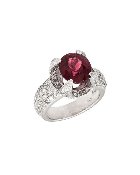 Pyrope Garnet and Diamond Pave Ring in Gold