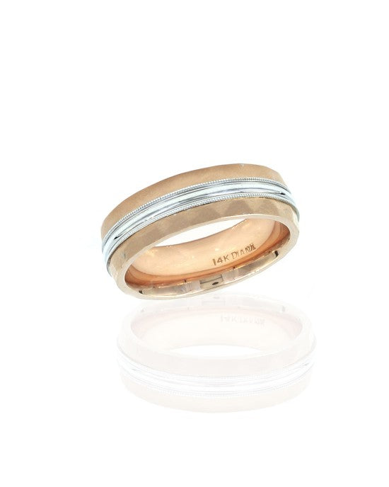 Hammered Two Tone Gold Band