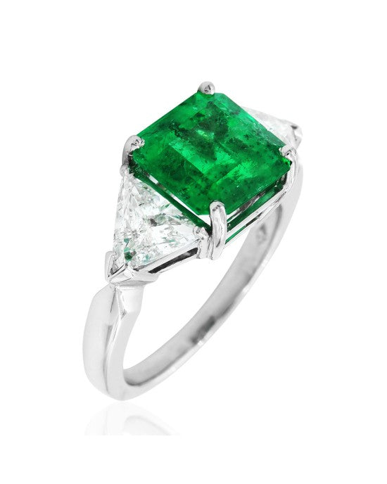 Emerald and Diamond Ring in Platinum