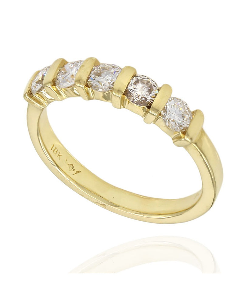 Single Row Bar Set Diamond Ring in Gold