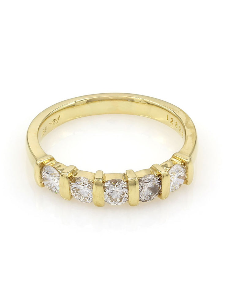 Single Row Bar Set Diamond Ring in Gold