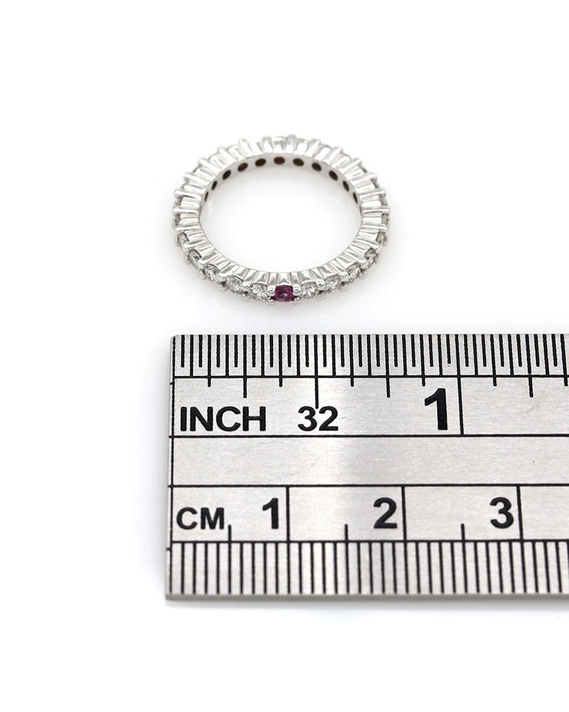 Diamond Eternity Band with Pink Sapphire Solitaire
