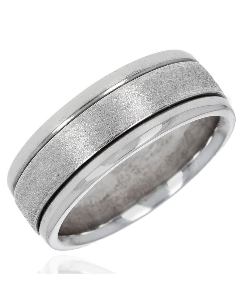 Gentlemans Textured Grooved Wedding Band