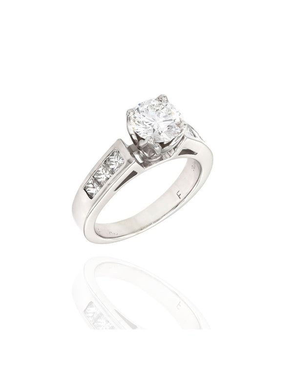 1.03 Ct. Round Diamond Engagement Ring in White Gold