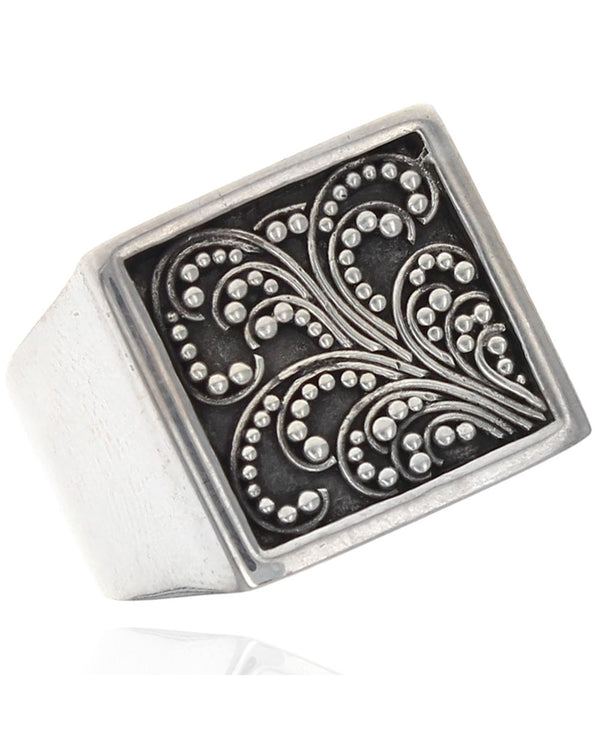 Lois Hill Folate Motif Square Top Ring