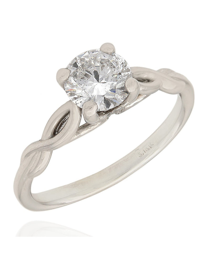 Round Diamond Solitaire Ring with Twisted Shank