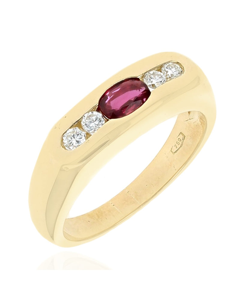 18k Oval Ruby Diamond Ring