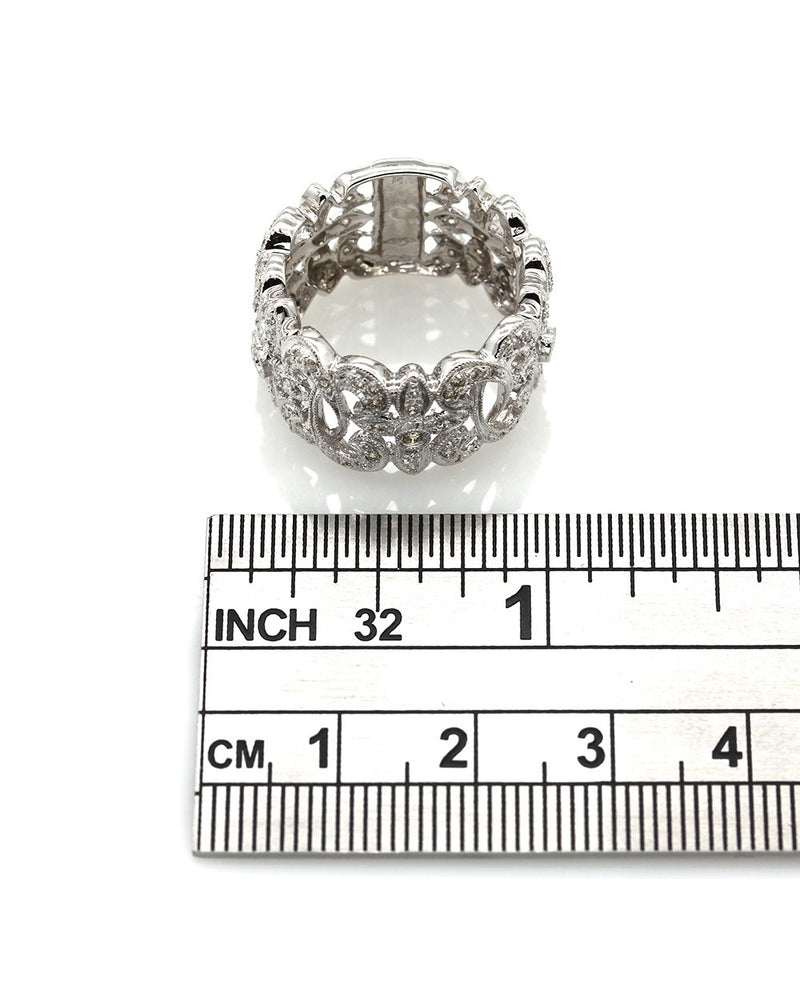Scroll and Cross Motif Diamond Ring in Gold