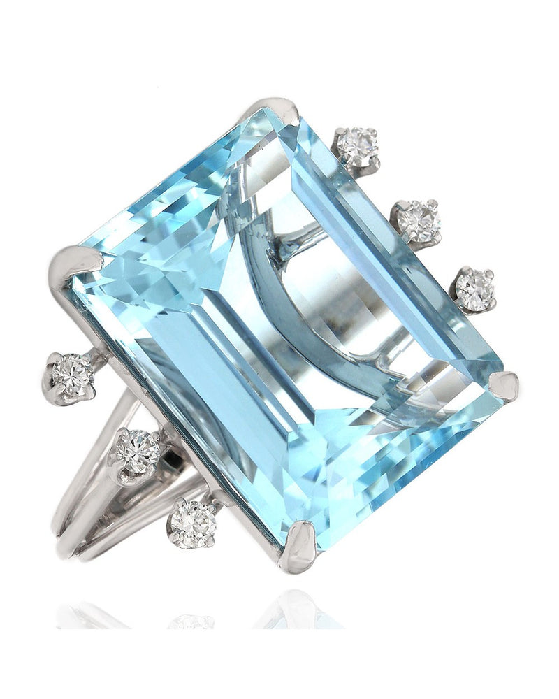 29.05CT Aquamarine and Diamond Ring