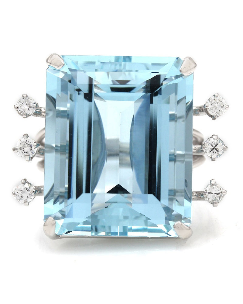 29.05CT Aquamarine and Diamond Ring