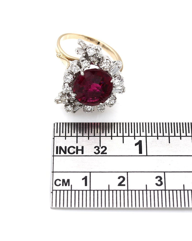 Rubellite Tourmaline and Diamond Ring in Gold