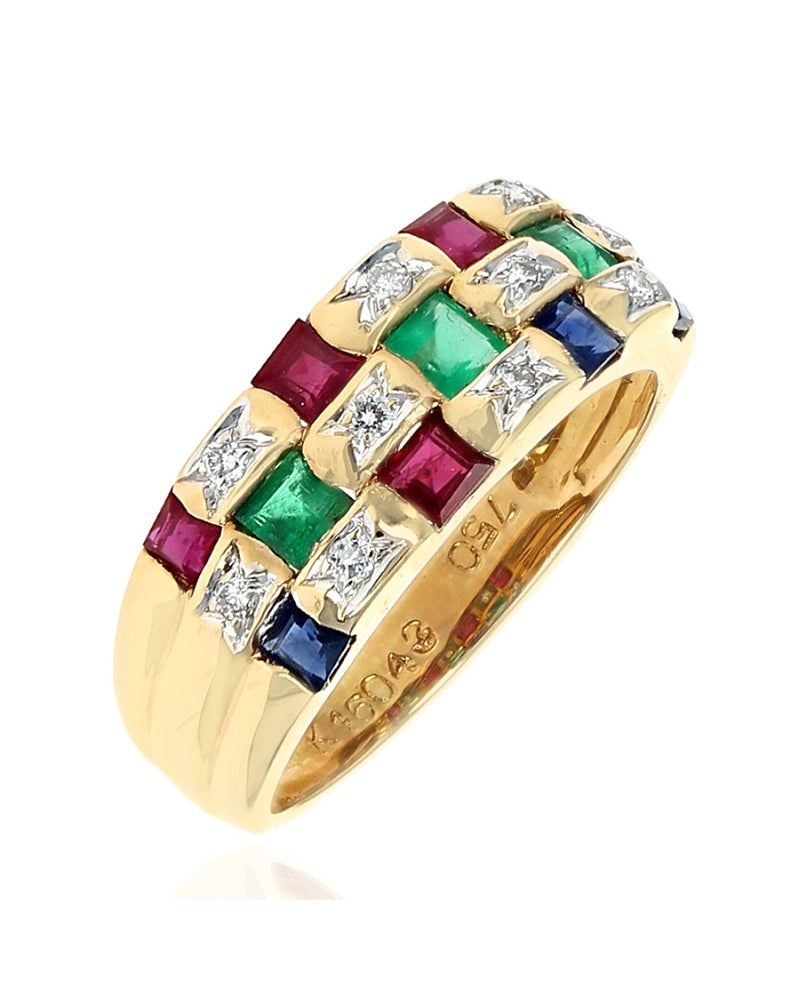 Levian Ruby, Emerald, Sapphire, Diamond Ring