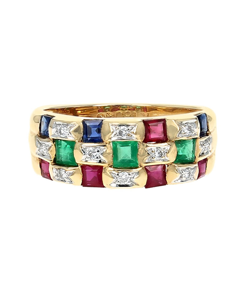 Levian Ruby, Emerald, Sapphire, Diamond Ring