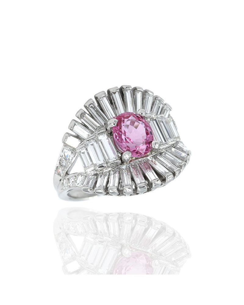 Pink Sapphire and Diamond Ring in Gold