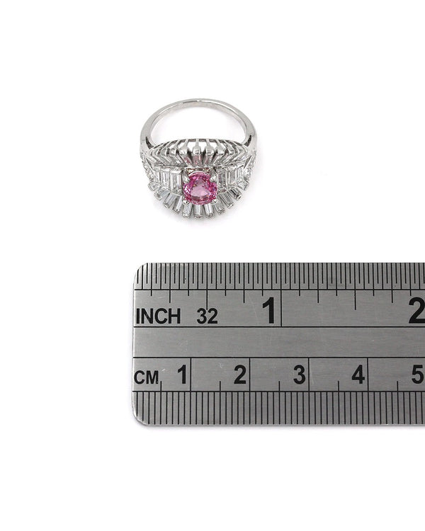 Pink Sapphire and Diamond Ring in Gold