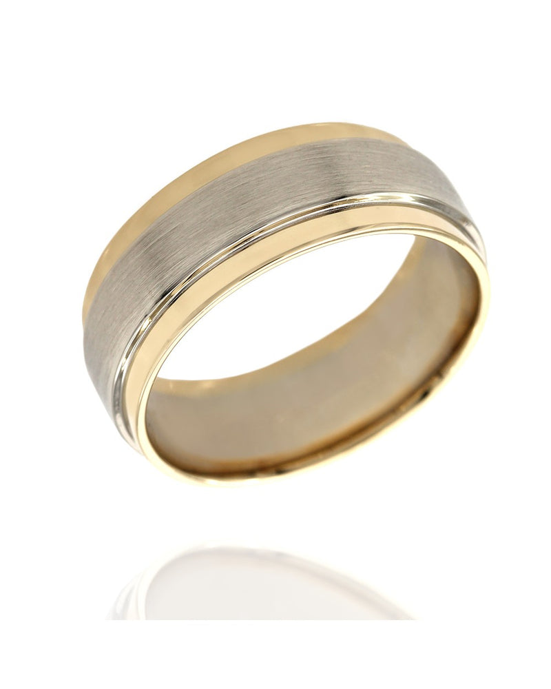 Two Tone Wedding Band in Gold