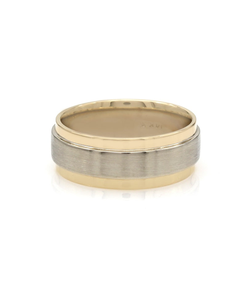 Two Tone Wedding Band in Gold