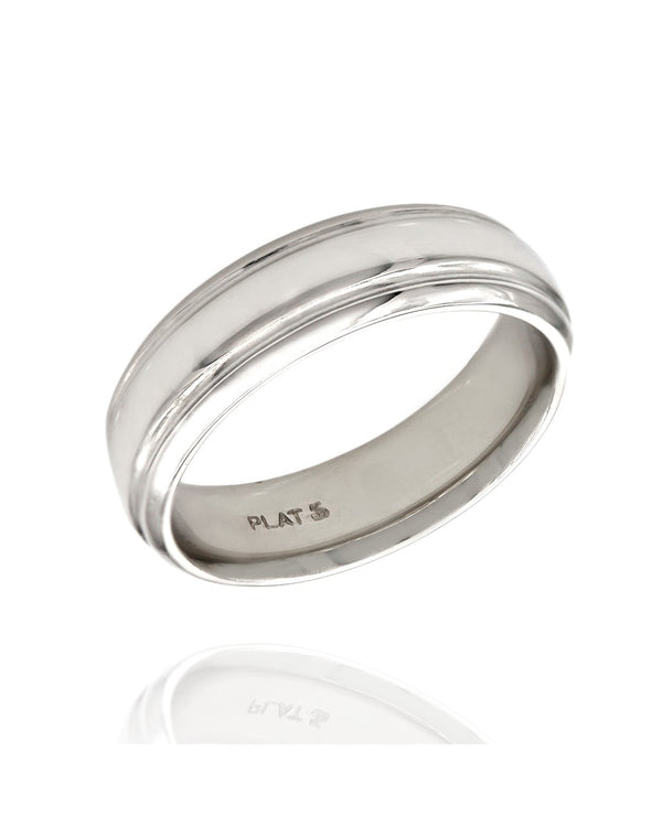 Gentlemans Edged Wedding Band in Platinum