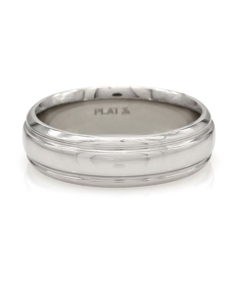 Gentlemans Edged Wedding Band in Platinum