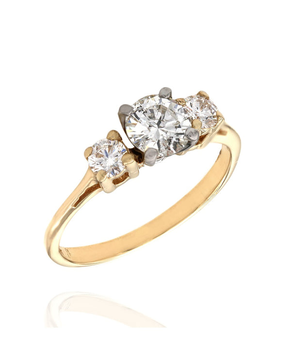 Three Stone Diamond Ring in Gold