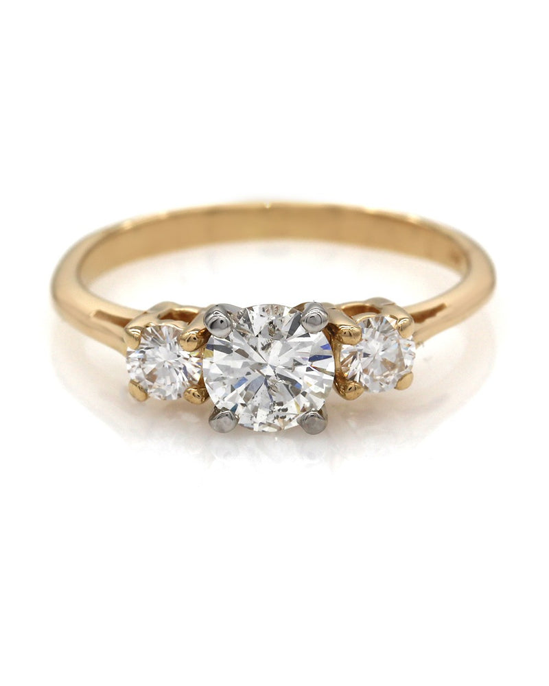 Three Stone Diamond Ring in Gold