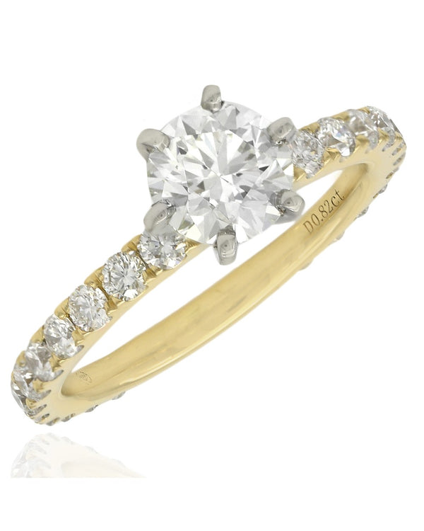 Round Brilliant Cut Diamond Solitaire Ring in 18KY