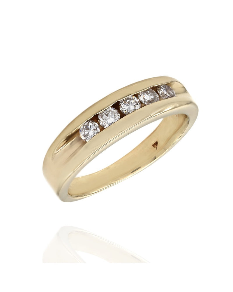 Gentlemans Channel Set Diamond Ring in Gold